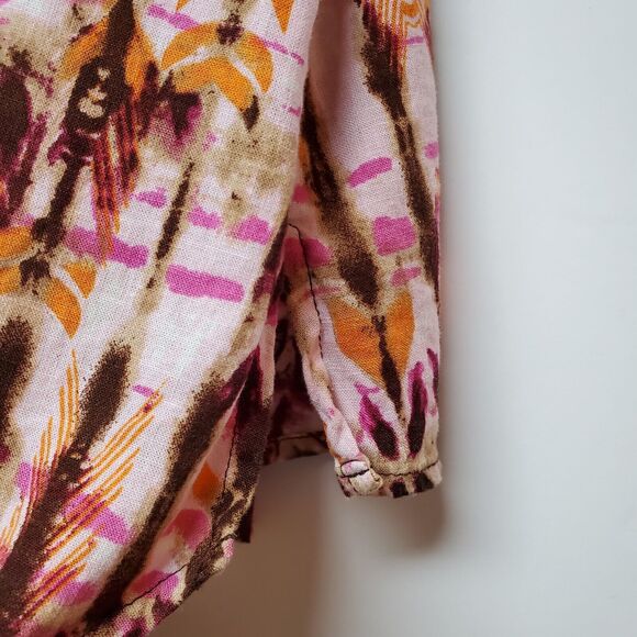 Intro Linen Blend Abstract Top Women's Sz 2X‎ Art 3/4 Roll-tab Sleeves Geometric - Picture 9 of 15